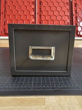 Grey Vintage Metal Index Library Apothecary Drawer #1
